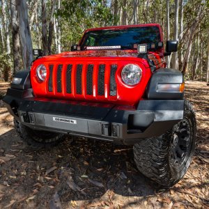 Jeep Wrangler Light Mounts - Center Hood - Go Rhino - Single Row LED Bar - Textured Black - `18-`20